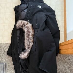 The North Face Black Parka with Faux Fur Trim